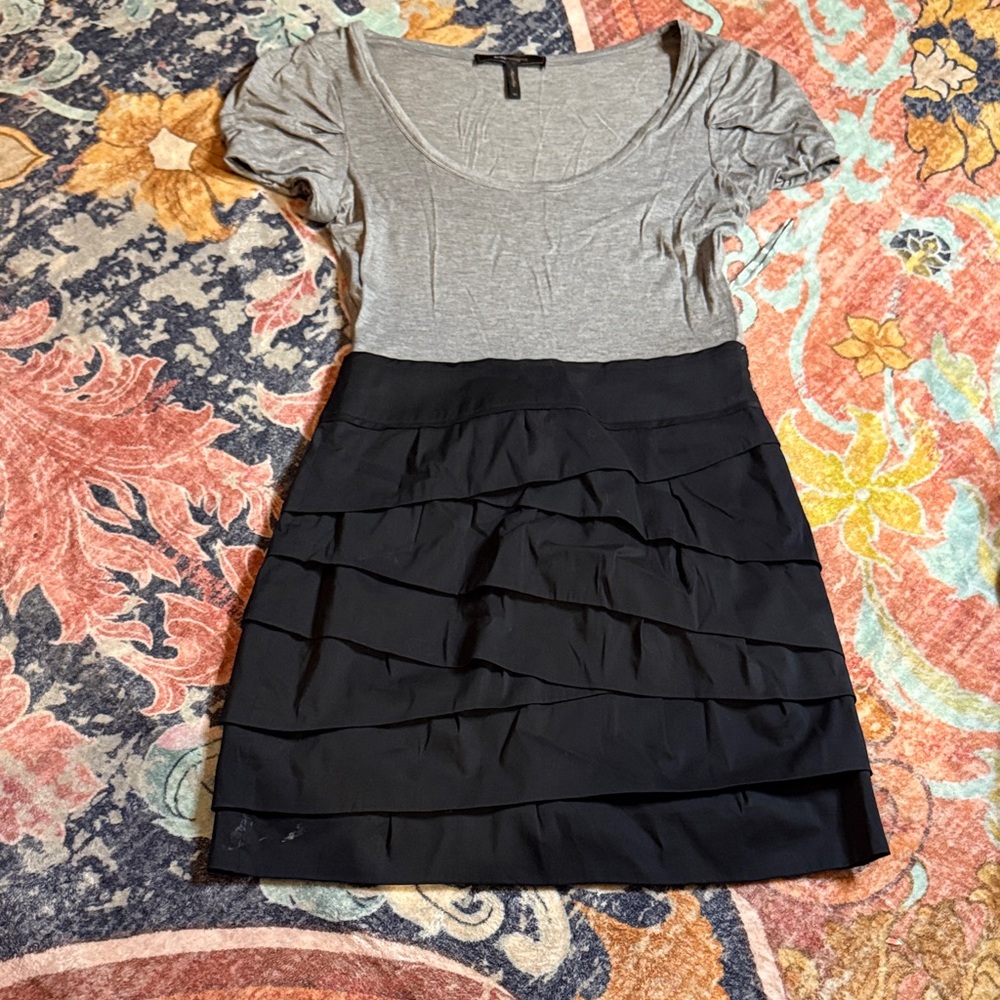 H&M Black and Gray Ruffle Mini Skirt